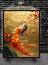Holstga bosilgan poster "Oltin feniks va gullagan shox"