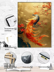 Holstga bosilgan poster "Oltin feniks va gullagan shox"