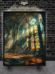 Постер на холсте "Свет сквозь витражи собора"