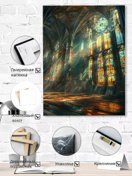 Постер на холсте "Свет сквозь витражи собора"