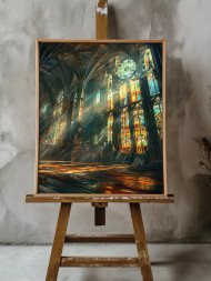 Постер на холсте "Свет сквозь витражи собора"