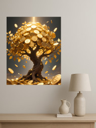 Holstga bosilgan poster &quot;Tanga bargli oltin daraxt&quot;