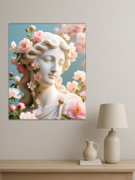 Holstga bosilgan poster "Gullar orasidagi antik maʼbuda"