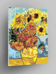 Raqamlar bo&#039;yicha rasm &quot;Vinsent Van Gog - O&#039;n ikki kungaboqar bilan vaza&quot;