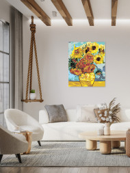 Raqamlar bo&#039;yicha rasm &quot;Vinsent Van Gog - O&#039;n ikki kungaboqar bilan vaza&quot;