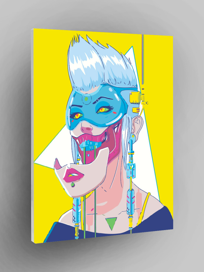 Fluorescent raqamlar bo&amp;#039;yicha rasm &amp;quot;Kiberpank qiz&amp;quot;