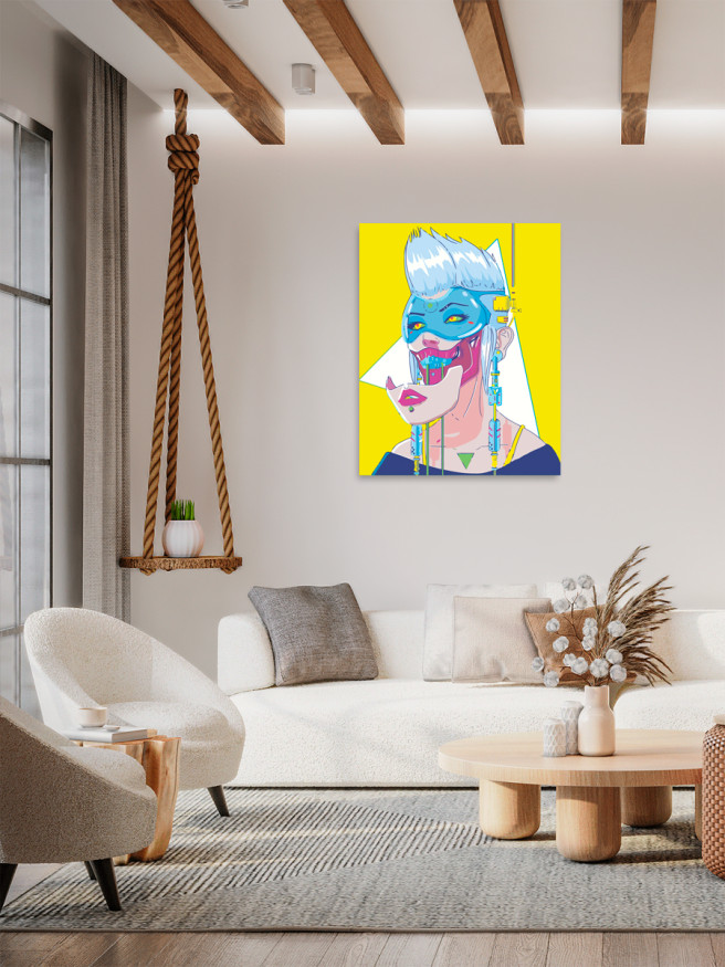 Fluorescent raqamlar bo&amp;#039;yicha rasm &amp;quot;Kiberpank qiz&amp;quot;