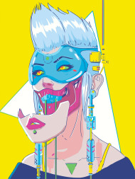 Флуоресцентная картина по номерам &amp;quot;Киберпанк девушка&amp;quot;