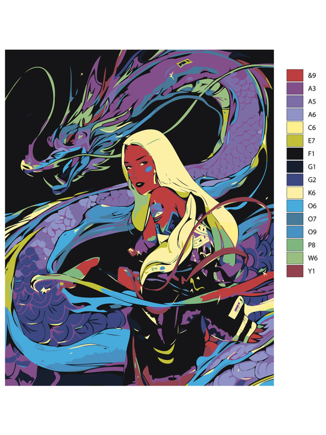 Raqamlar bo&amp;#039;yicha rasm &amp;quot;Ajdaho bilan qiz&amp;quot;