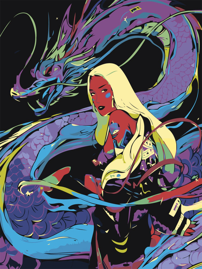 Raqamlar bo&amp;#039;yicha rasm &amp;quot;Ajdaho bilan qiz&amp;quot;