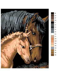 Raqamlar bo'yicha rasm "Ikki ot"