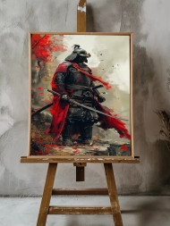 Holstga bosilgan poster &quot;Samurayning qizil plashi&quot;