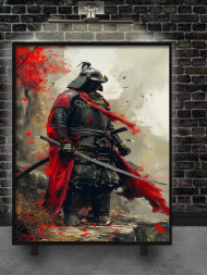 Holstga bosilgan poster &quot;Samurayning qizil plashi&quot;
