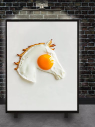 Holstga bosilgan poster "Ot shaklidagi tuxum qovurmasi"