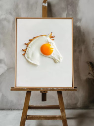 Holstga bosilgan poster "Ot shaklidagi tuxum qovurmasi"