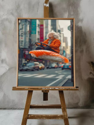 Holstga bosilgan poster &quot;Uchayotgan sushi buvi&quot;