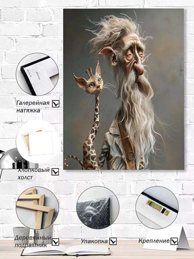 Holstga bosilgan poster &amp;quot;G‘alati odam va uning hayvoni&amp;quot;