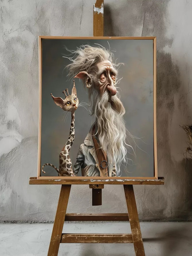 Holstga bosilgan poster &amp;quot;G‘alati odam va uning hayvoni&amp;quot;