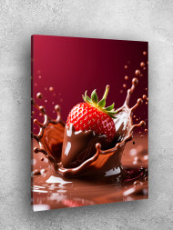 Постер на холсте &amp;quot;Клубника в шоколадном всплеске&amp;quot;