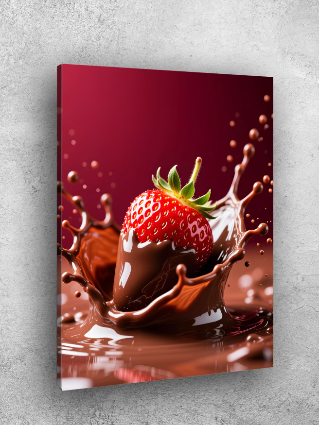 Постер на холсте &amp;quot;Клубника в шоколадном всплеске&amp;quot;