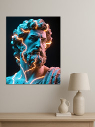 Holstga bosilgan poster "Neon yoritilgan antik faylasuf"