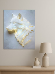 Holstga bosilgan poster "Yorqin oq bo‘ri"