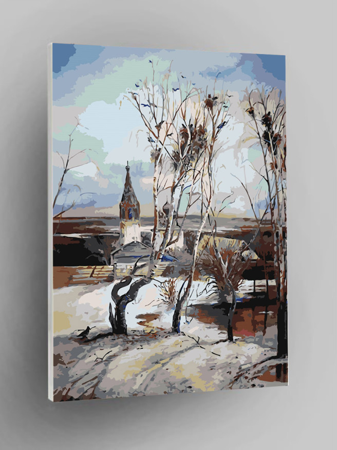 Raqamlar bo&amp;#039;yicha rasm &amp;quot;Aleksey Savrasov - Qal&amp;#039;a qushlar yetib keldilar&amp;quot;