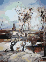 Raqamlar bo'yicha rasm "Aleksey Savrasov - Qal'a qushlar yetib keldilar"