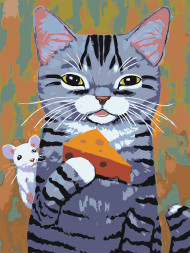 Картина по номерам &amp;quot;Кот с сыром и мышкой&amp;quot;