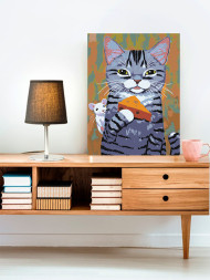Картина по номерам &amp;quot;Кот с сыром и мышкой&amp;quot;