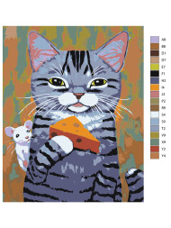 Картина по номерам &amp;quot;Кот с сыром и мышкой&amp;quot;