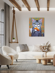 Картина по номерам &amp;quot;Кот с сыром и мышкой&amp;quot;