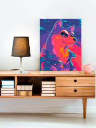 Fluorescent raqamlar bo&#039;yicha rasm &quot;Neon kuchuk&quot;