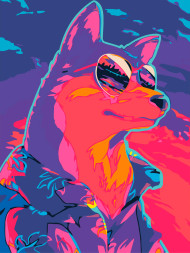 Fluorescent raqamlar bo&#039;yicha rasm &quot;Neon kuchuk&quot;