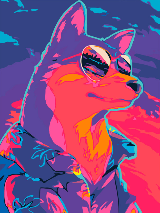 Fluorescent raqamlar bo&amp;#039;yicha rasm &amp;quot;Neon kuchuk&amp;quot;