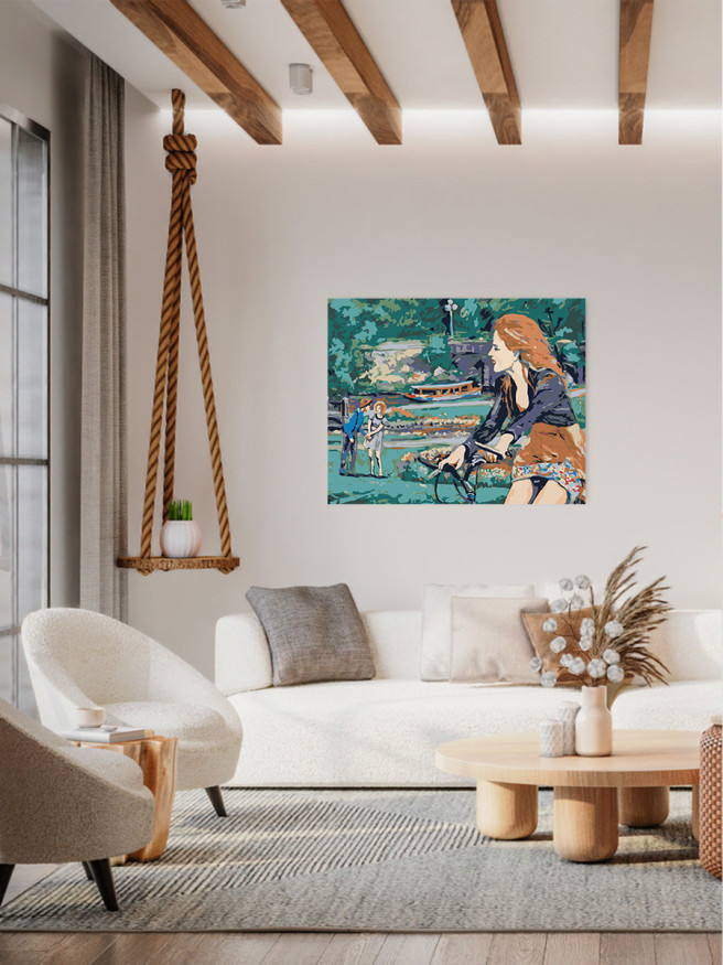 Картина по номерам &amp;quot;Девушка на велосипеде&amp;quot;