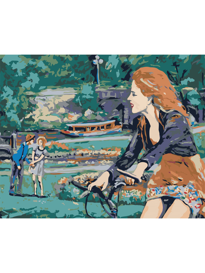 Картина по номерам &amp;quot;Девушка на велосипеде&amp;quot;