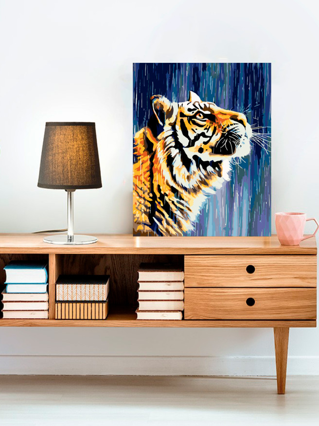 Картина по номерам &amp;quot;Тигр под дождем&amp;quot;