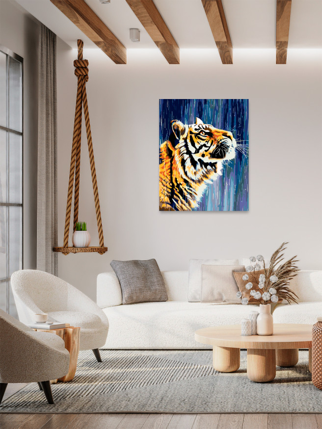 Картина по номерам &amp;quot;Тигр под дождем&amp;quot;