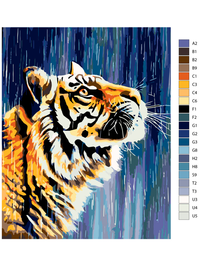 Картина по номерам &amp;quot;Тигр под дождем&amp;quot;