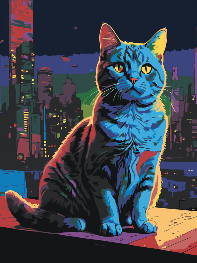 Картина по номерам &amp;quot;Кот на балконе&amp;quot;