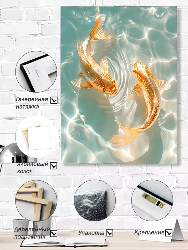 Постер на холсте &amp;quot;Золотые карпы&amp;quot;