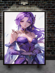 Holstga bosilgan poster "Yalang‘och yelkali binafsha anime qiz"