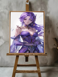 Holstga bosilgan poster "Yalang‘och yelkali binafsha anime qiz"