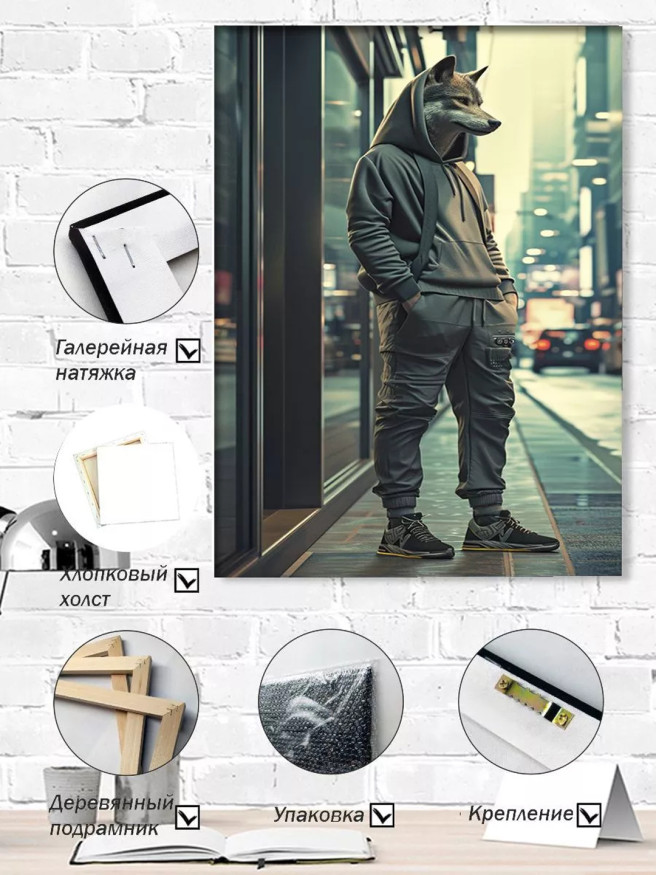 Holstga bosilgan poster &amp;quot;Hudi kiygan shahar bo‘ri&amp;quot;