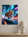 Holstga bosilgan poster &amp;quot;Neon shahardagi leopard&amp;quot;
