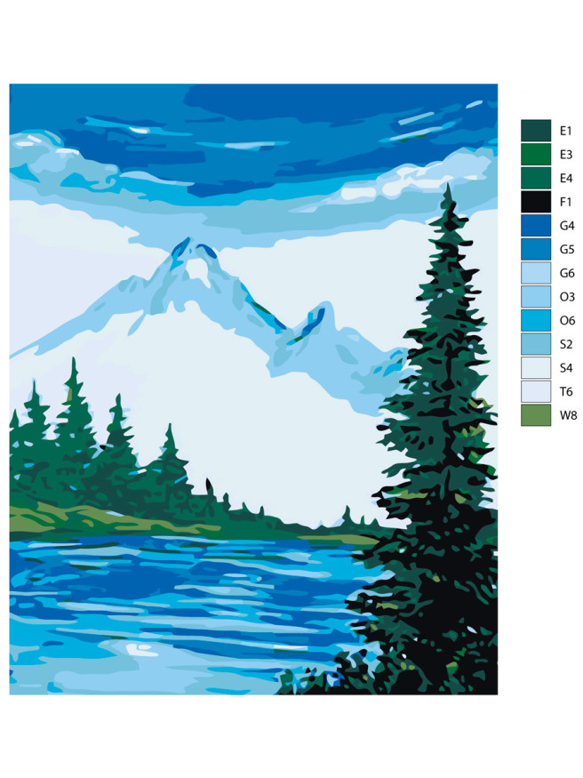 Raqamlar bo&amp;#039;yicha rasm &amp;quot;Tog&amp;#039; pastidagi daryo&amp;quot;