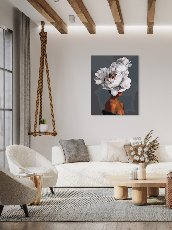 Raqamlar bo&amp;#039;yicha rasm &amp;quot;Gullardan yasalgan shlyapa kiygan qiz&amp;quot;