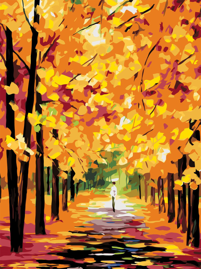 Картина по номерам &amp;quot;Улица осенью&amp;quot;