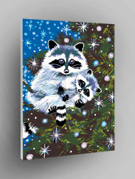 Картина по номерам &amp;quot;Енот на елке&amp;quot;